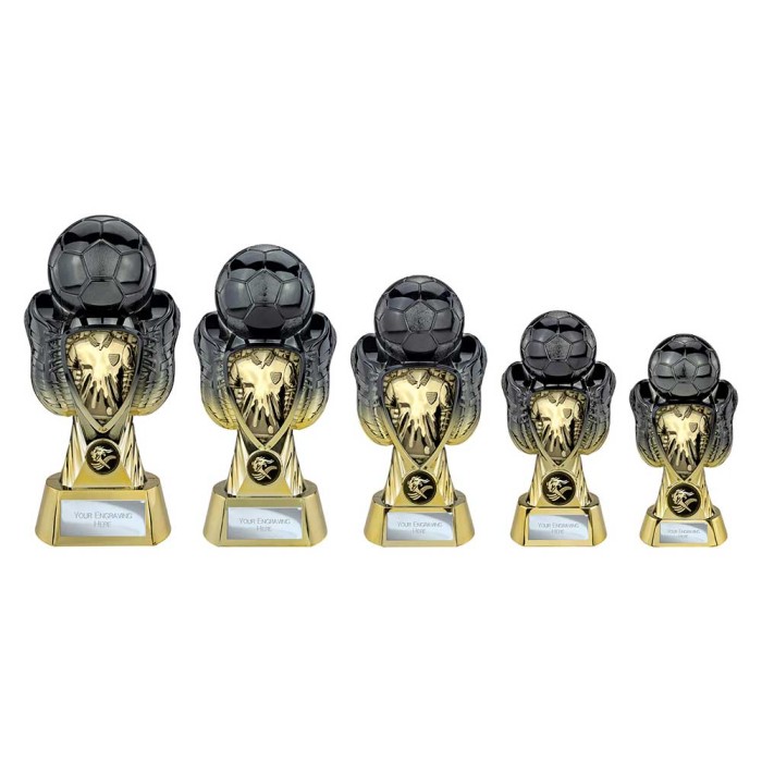 TOURNAMENT SHIRT CARBON BLACK & GOLD TROPHY - 5 SIZES - 17CM TO 28CM